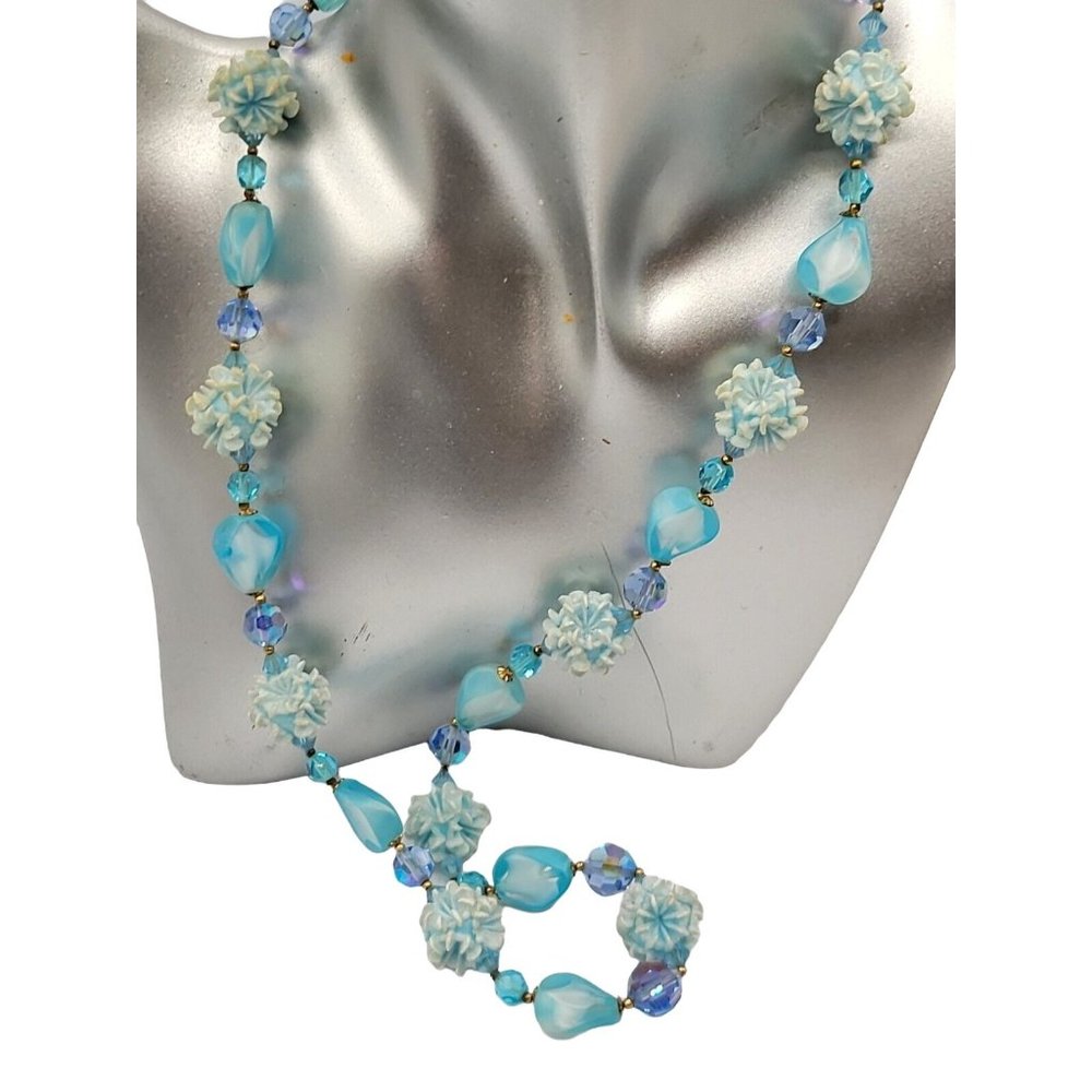 VTG Art Glass Crystal & Resin Flower Fruit Salad Necklace
